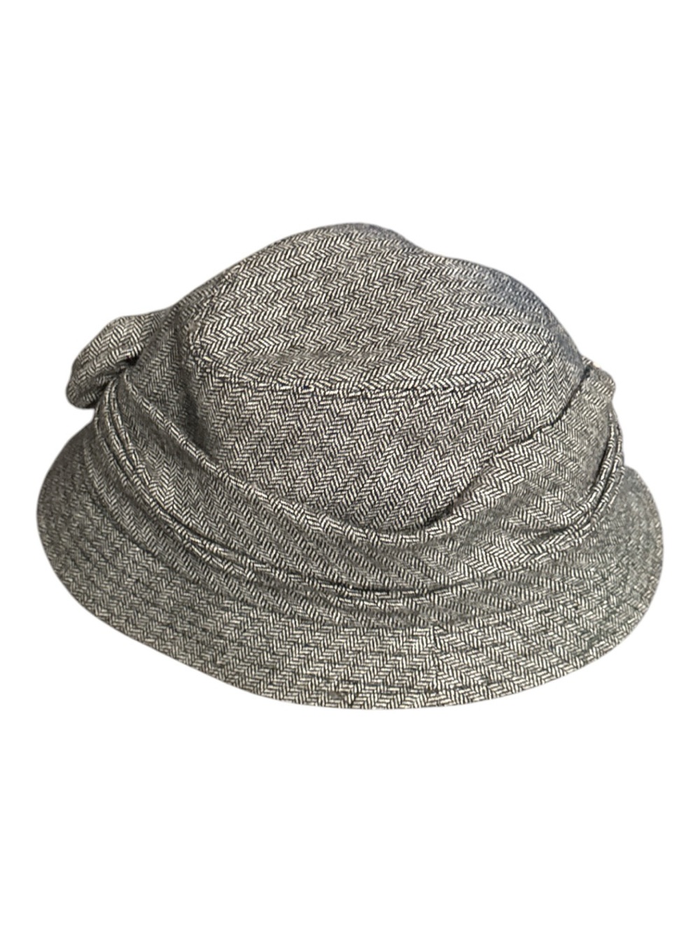 San Diego Hat Company Gray Wool Tweed Textured Bucket Hat with Rosette - Picture 2 of 4